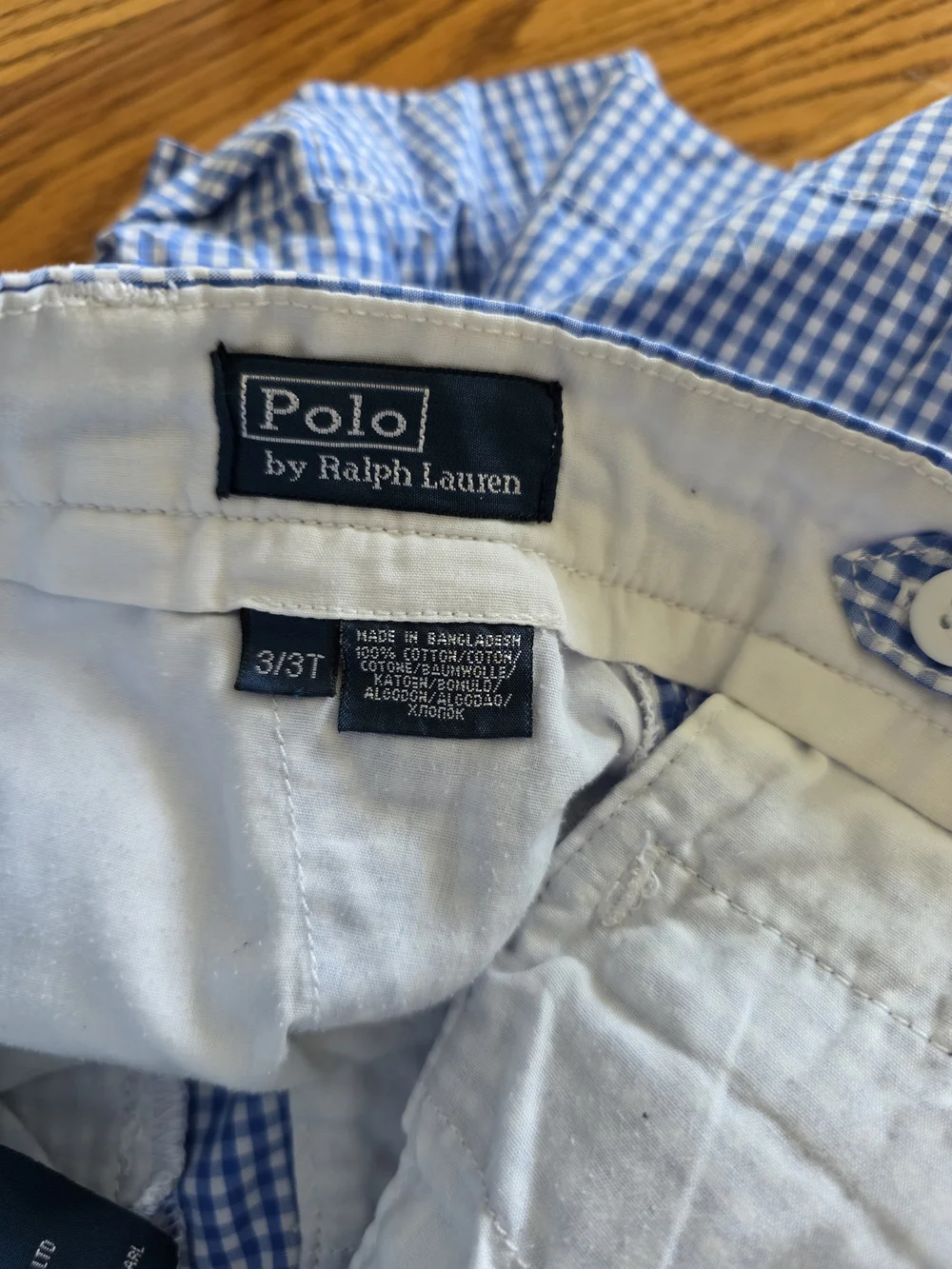 Ralph Lauren Blue Gingham Cotton Kids Shorts
